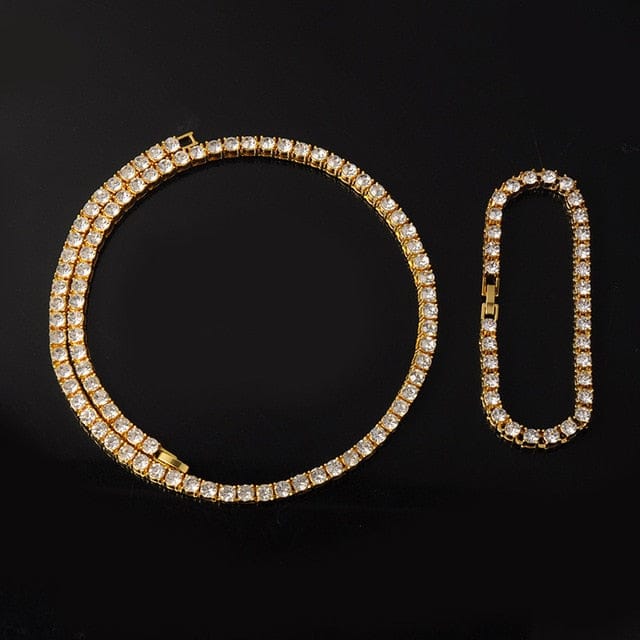 Gold/Silver 5mm Micro Pave Tennis Chain + Tennis Bracelet + FREE Watch Bundle - Image 4