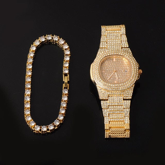 Gold/Silver 5mm Micro Pave Tennis Chain + Tennis Bracelet + FREE Watch Bundle - Image 5