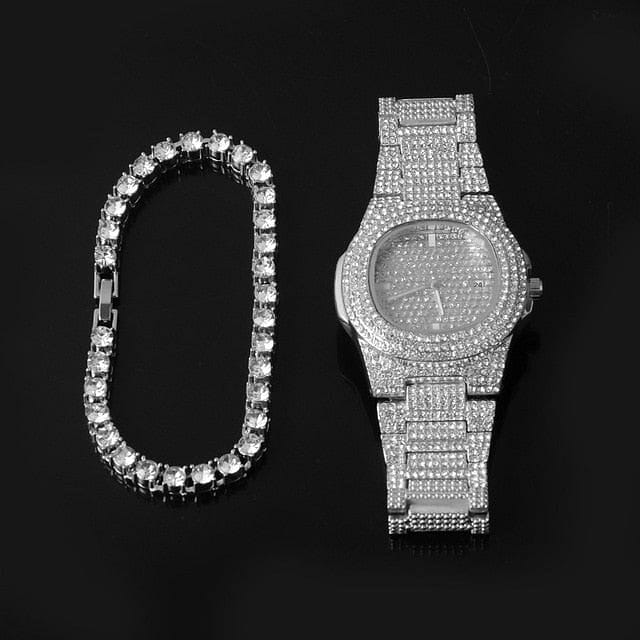 Gold/Silver 5mm Micro Pave Tennis Chain + Tennis Bracelet + FREE Watch Bundle - Image 7