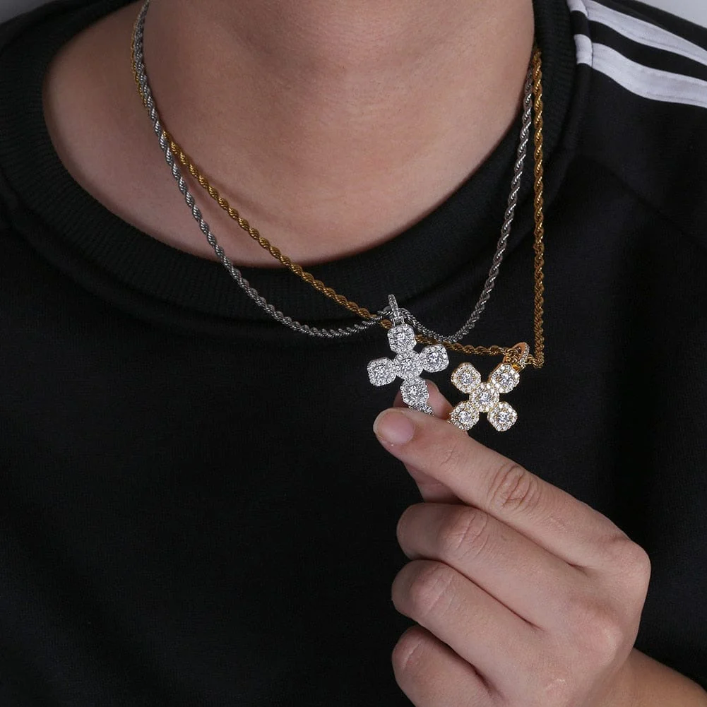 Gold/Silver Baguette Cross Pendant - Image 2
