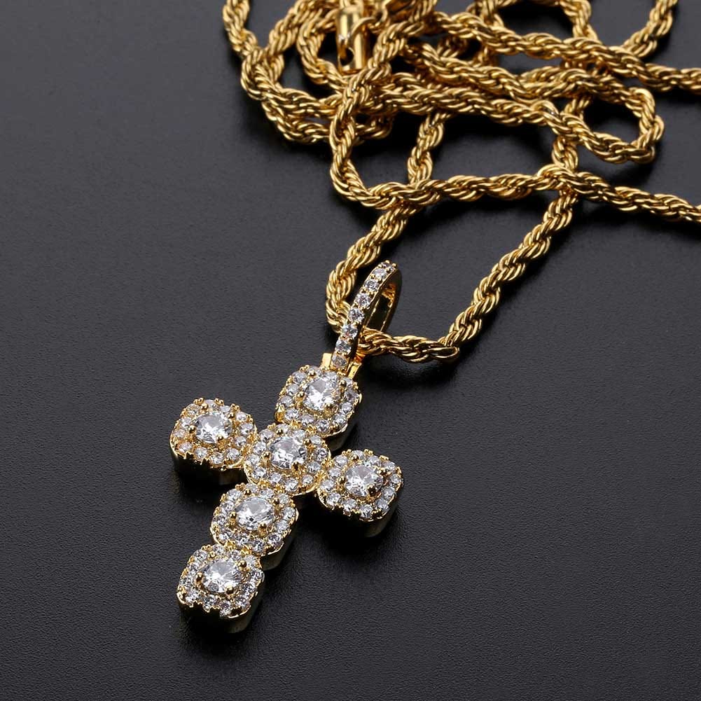 Gold/Silver Baguette Cross Pendant - Image 3