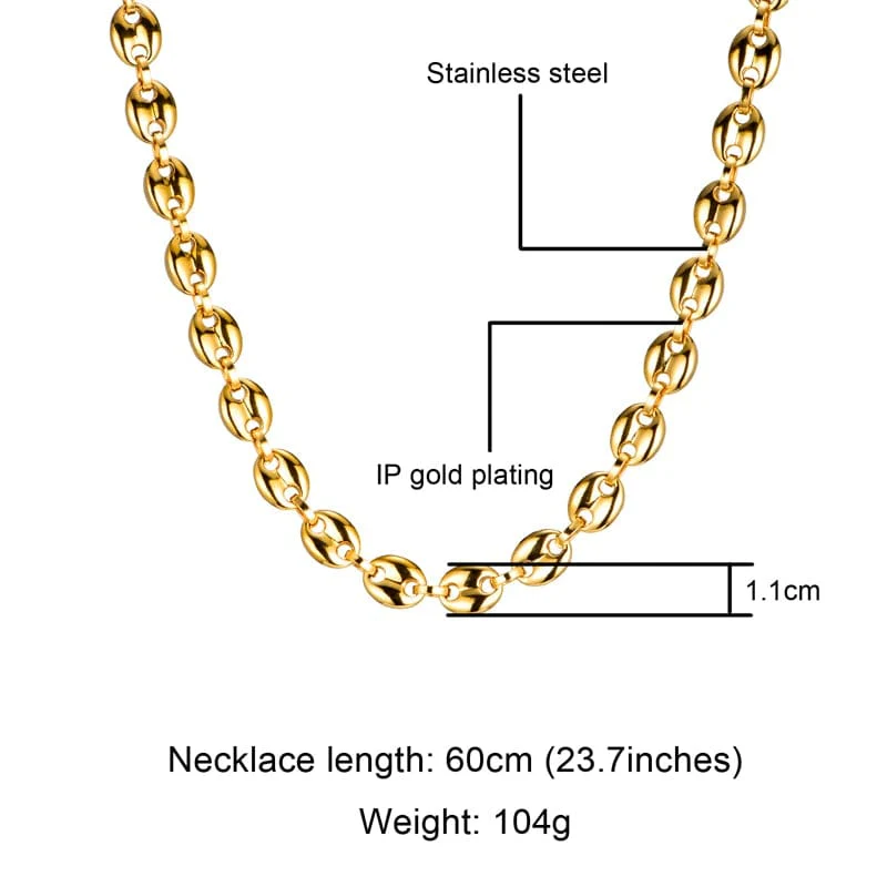 Gold/Silver Coffee Bean link chain + FREE Bracelet Bundle - Image 2