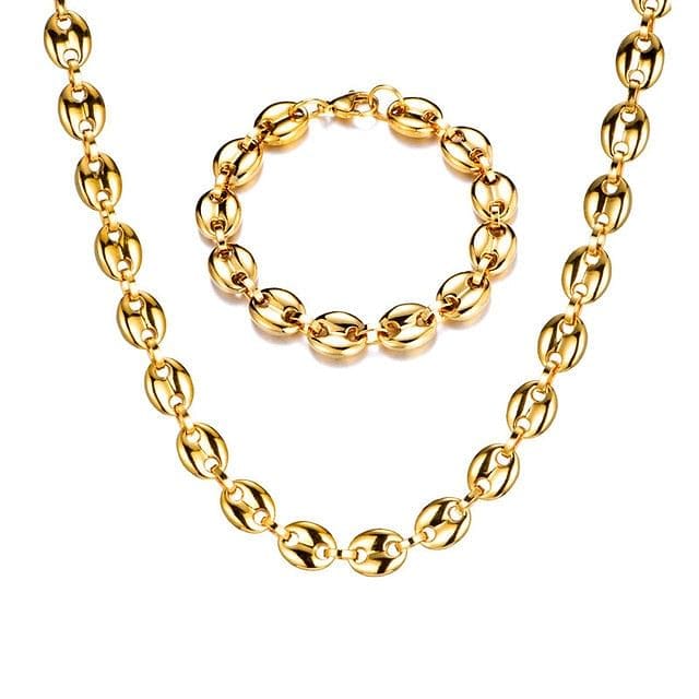 Gold/Silver Coffee Bean link chain + FREE Bracelet Bundle - Image 9
