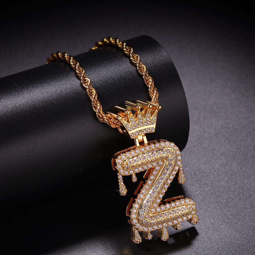 VVS Jewelry Pavé Crowned Bubble Initial Necklace - Image 15