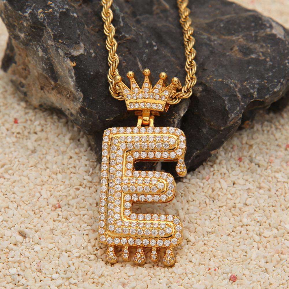 VVS Jewelry Pavé Crowned Bubble Initial Necklace - Image 5