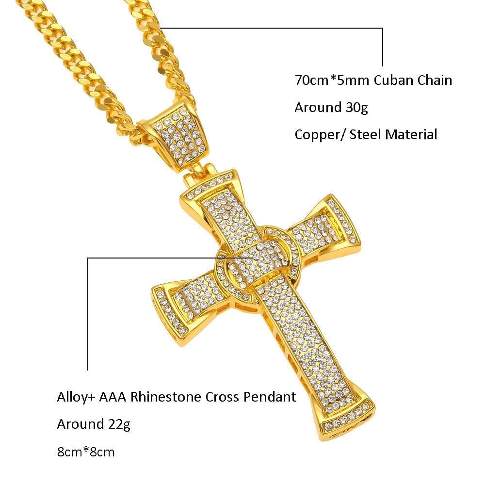 Gold/Silver Crucifix Necklace + Bracelet + OG Bust Down Watch Set - Image 8
