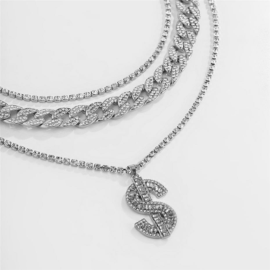 Gold/Silver Cuban Tennis Dollar Sign Choker Bundle - Image 8
