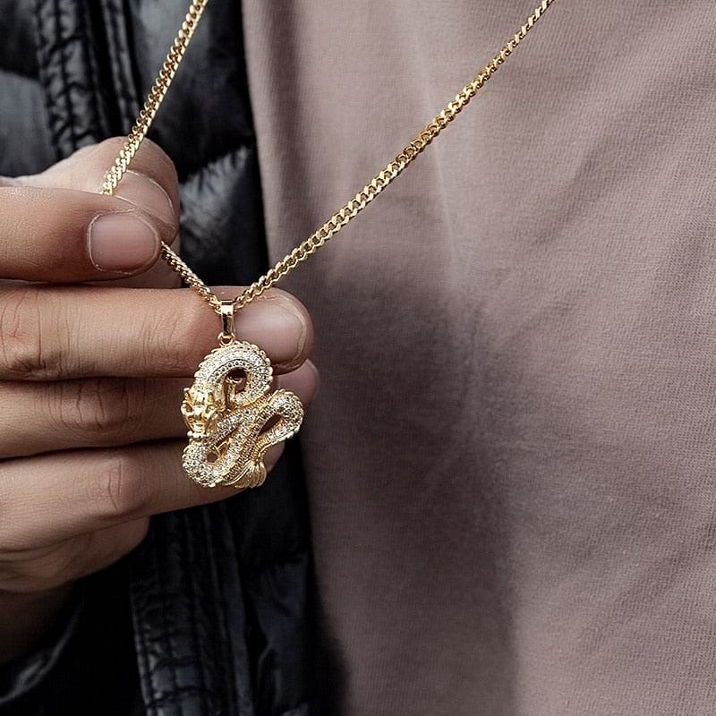 Gold/Silver Dragon Pendant Necklace - Image 7