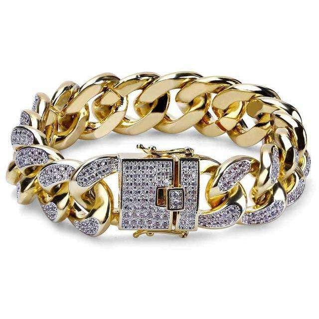 Gold/Silver/Rose Gold 3 Tone Bling Cuban Chain Bracelet - Image 3
