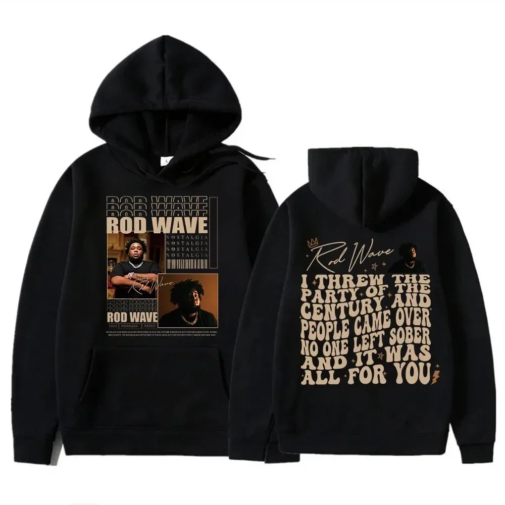Vintage Casual Cotton Rod Wave Graphic Hoodies