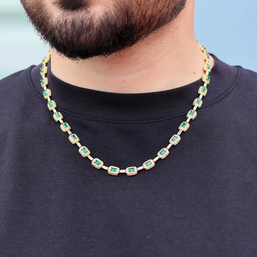 Green Gemstone Chain (Gold) - 7mm - Image 2
