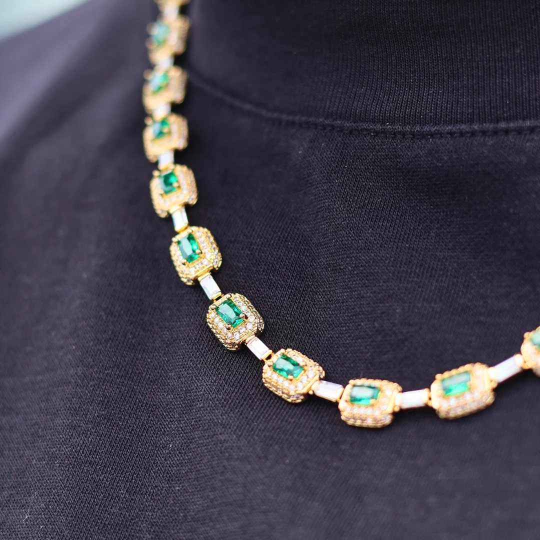 Green Gemstone Chain (Gold) - 7mm - Image 4