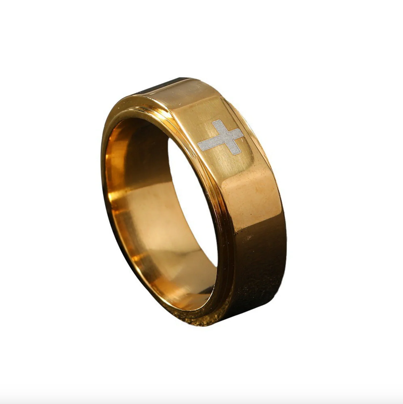 Grillz Boss Glory Gold Cuban Chain Cross Bangle and Cross Ring Bundle - Image 6