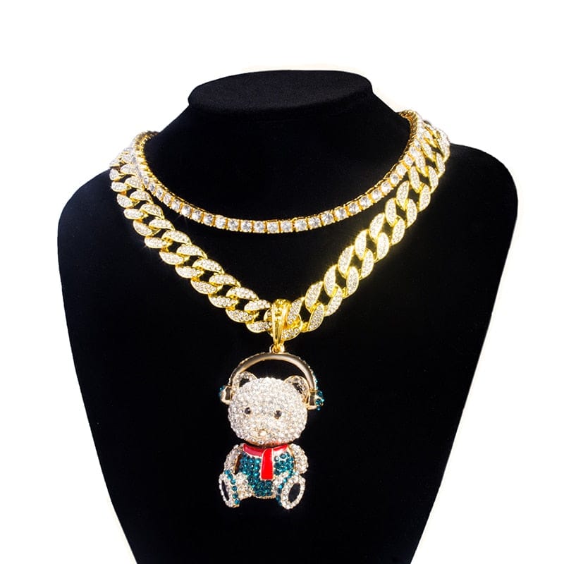 Grizzly Iced Bear Tennis + Cuban Chain Choker Set - Image 2