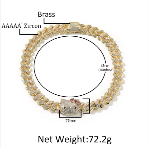 Hello Kitty 13mm Gold Cuban Link Necklace - Image 4