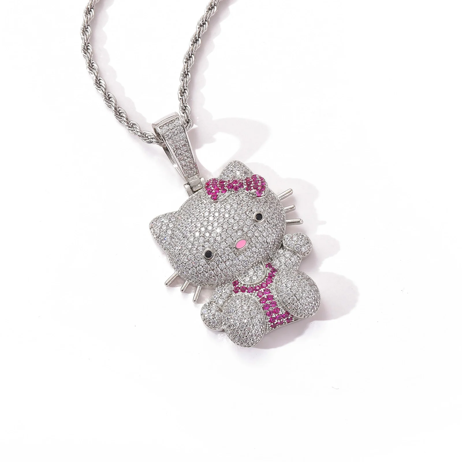 Hello Kitty Iced Out Pendant Necklace Rapper Chain - Image 3