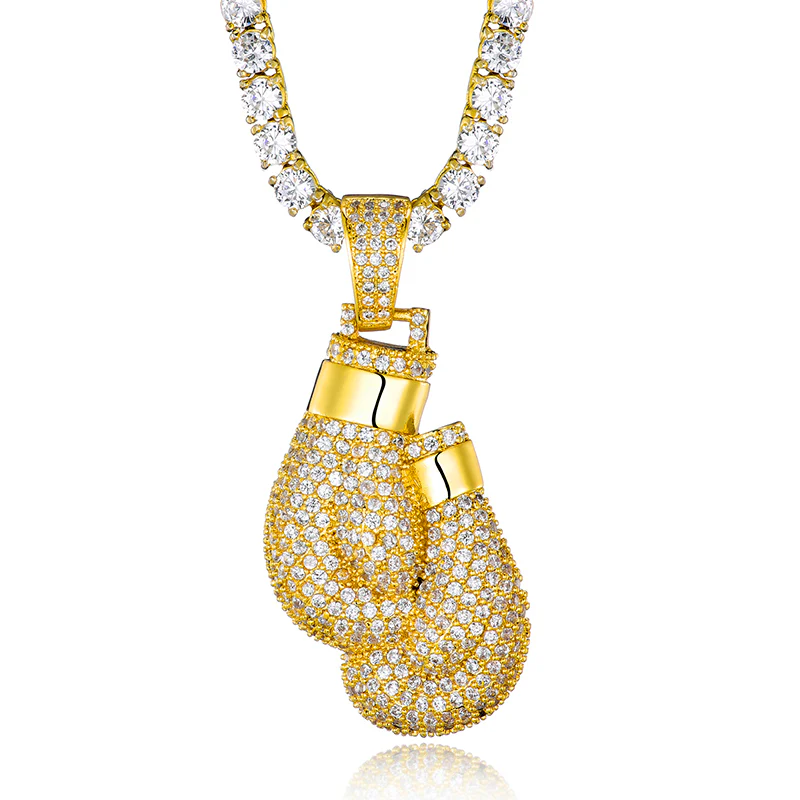 Boxing Gloves Pendant Tennis Chain Necklace - Image 2
