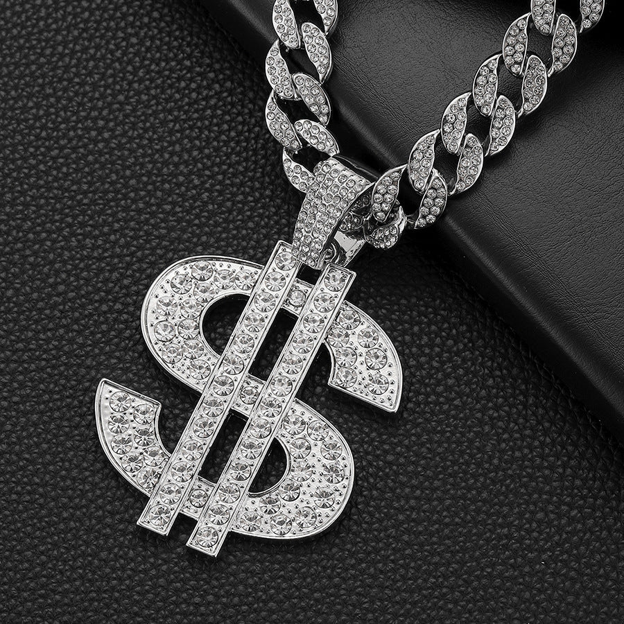 Dollar Sign Iced Out Cuban Pendant Necklace - Image 10