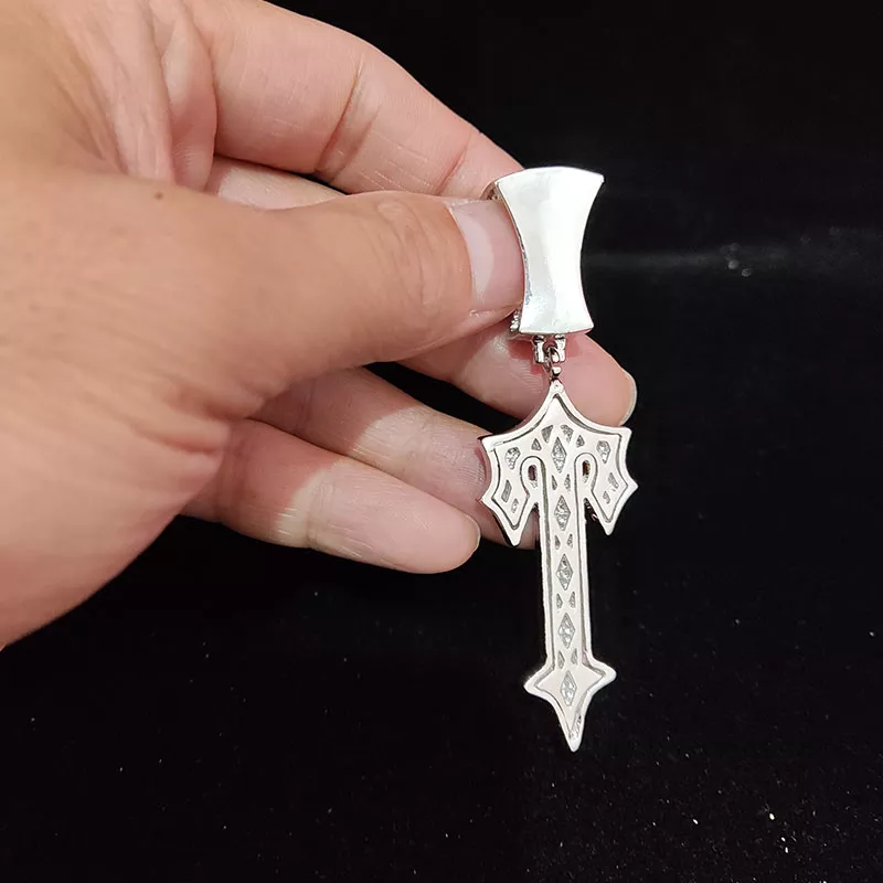 Hip Hop Letter Iced Out Cross Sword Necklace - Image 13
