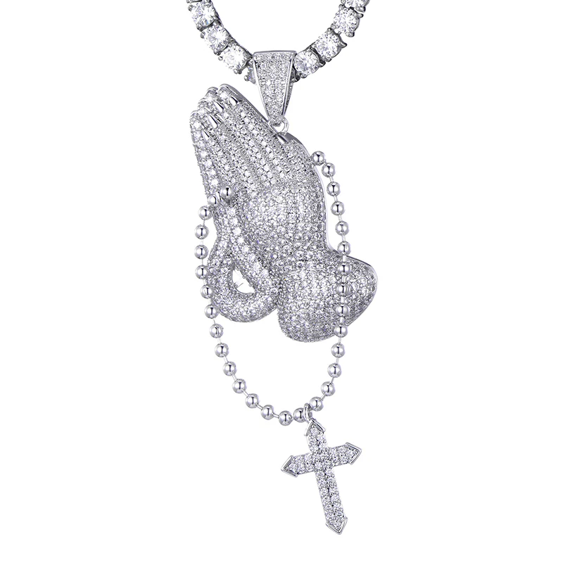 Praying Hands + Cross Necklace - Image 6