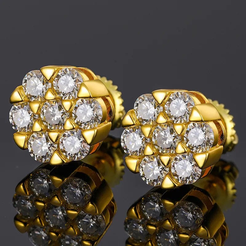 925 Sterling Silver Iced Out Flower Style Moissanite Earrings - Image 5