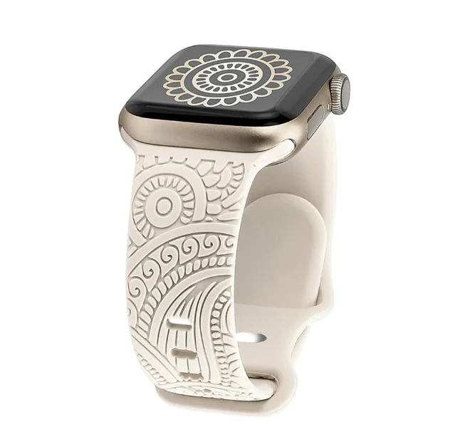 Hot Engraved Pattern Silicone Band For Apple Watch - Image 2