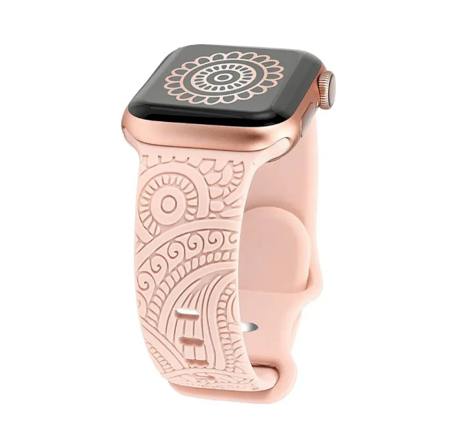 Hot Engraved Pattern Silicone Band For Apple Watch - Image 3