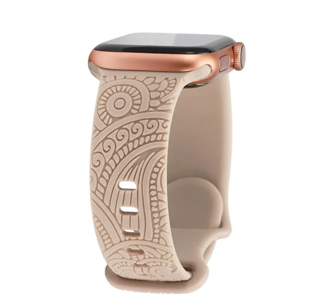 Hot Engraved Pattern Silicone Band For Apple Watch - Image 4