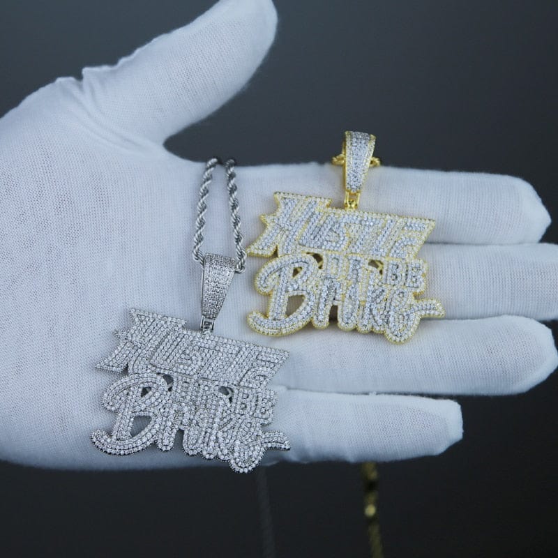 Hustle or Be Broke Diamond Statement Pendant Chain - Image 2