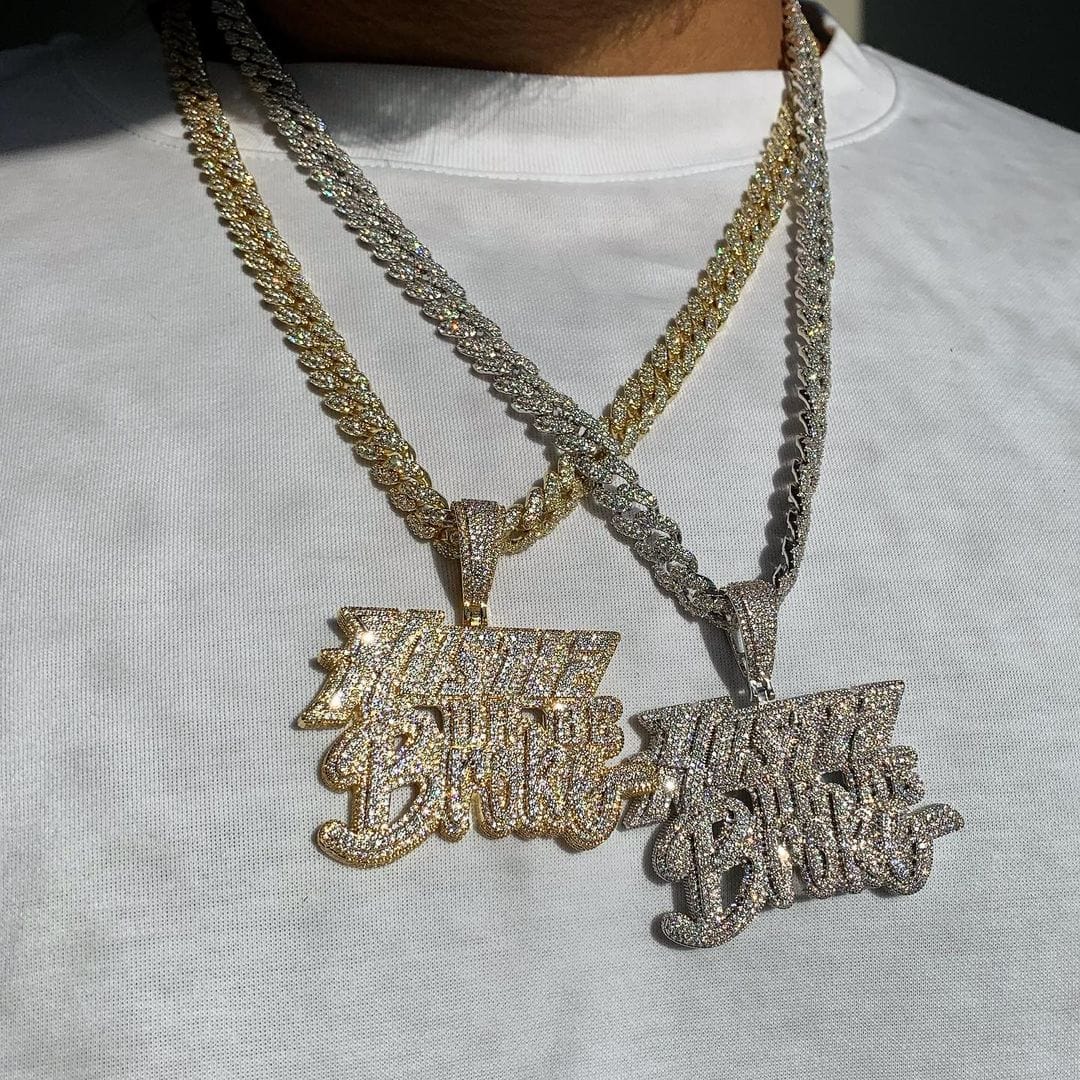 Hustle or Be Broke Diamond Statement Pendant Chain - Image 8