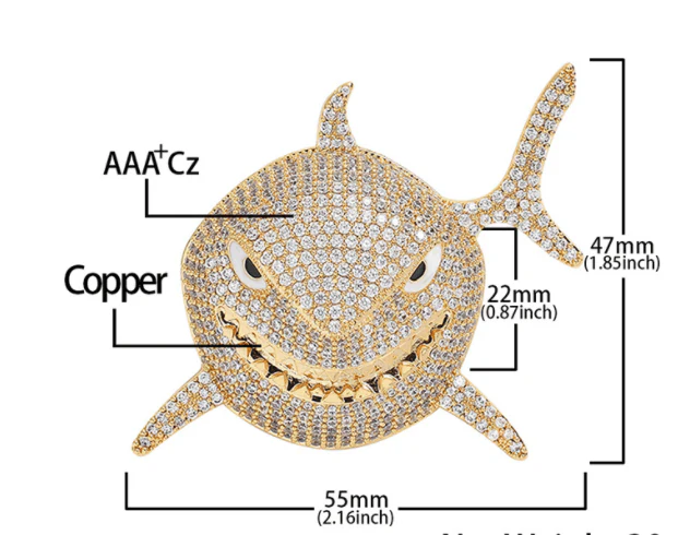 Iced Big Shark Pendant Chain - Image 3
