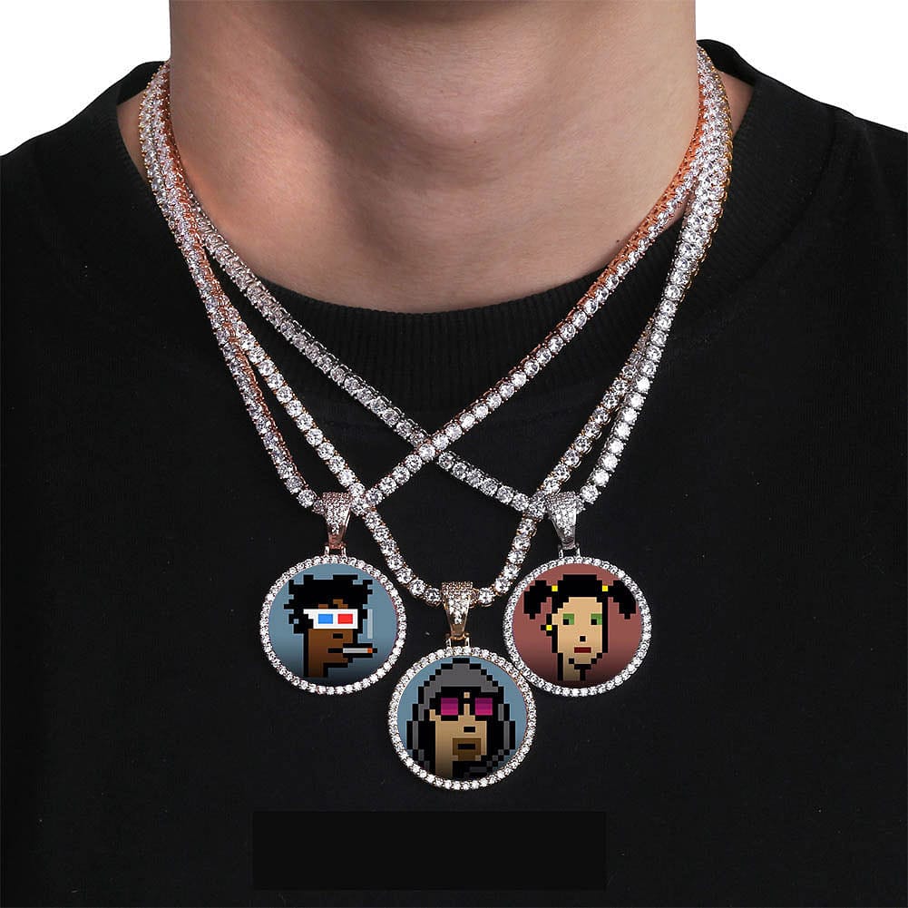 VVS Jewelry Iced Name Engraved Custom Circle Photo Chain - Image 16