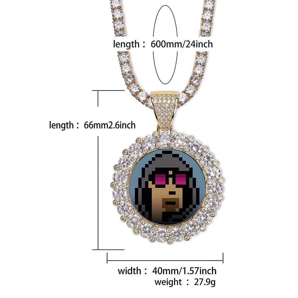 VVS Jewelry Iced Name Engraved Custom Circle Photo Chain - Image 17