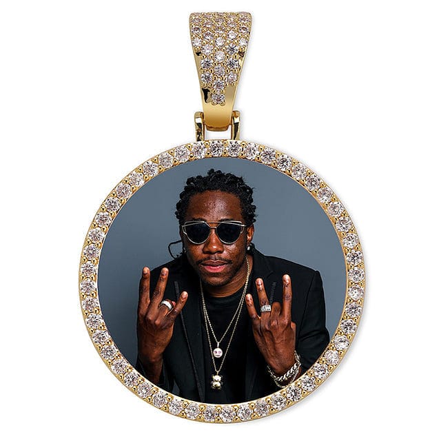 VVS Jewelry Iced Name Engraved Custom Circle Photo Chain - Image 2