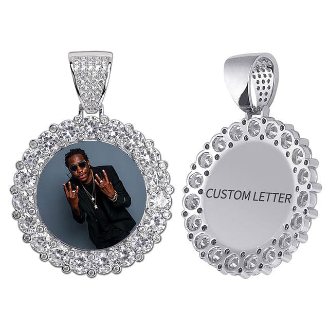 VVS Jewelry Iced Name Engraved Custom Circle Photo Chain - Image 5