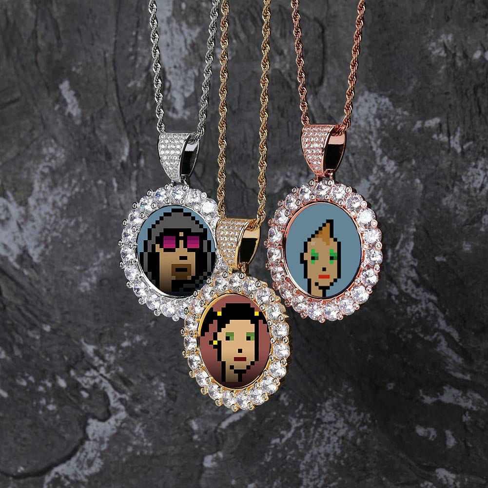 VVS Jewelry Iced Name Engraved Custom Circle Photo Chain - Image 8