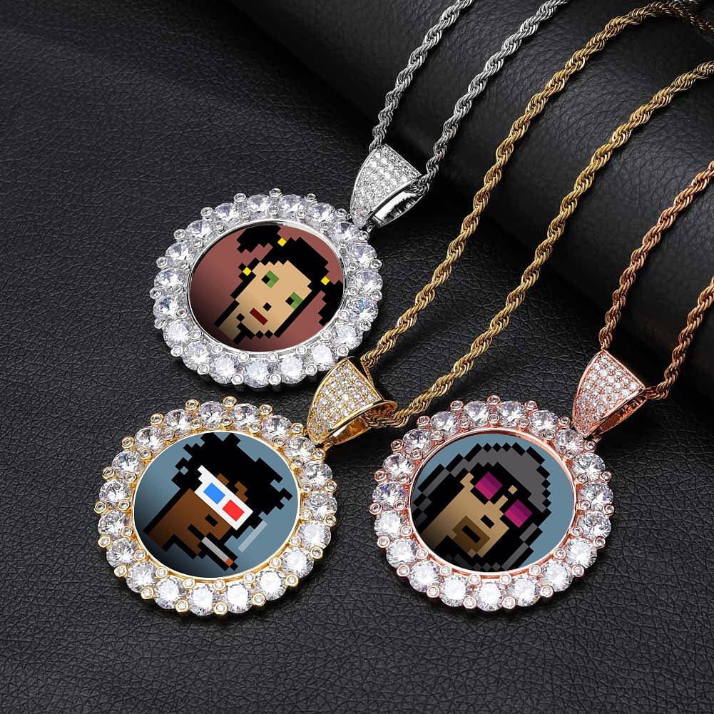 VVS Jewelry Iced Name Engraved Custom Circle Photo Chain - Image 9