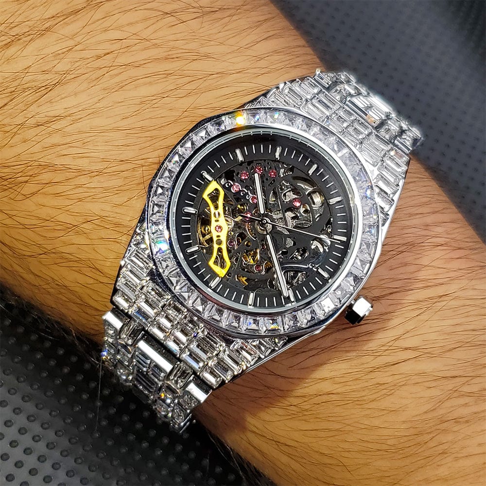 Iced Men's Mechanical Baguette Watch - Image 9