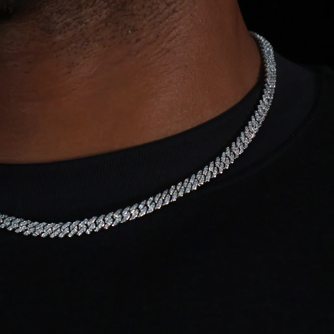 Iced Micro Prong Cuban Chain (Silver) - 6mm - Image 6
