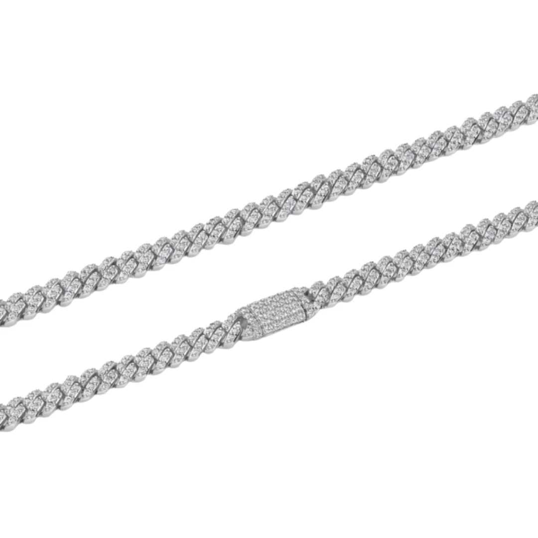 Iced Micro Prong Cuban Chain (Silver) - 6mm - Image 3