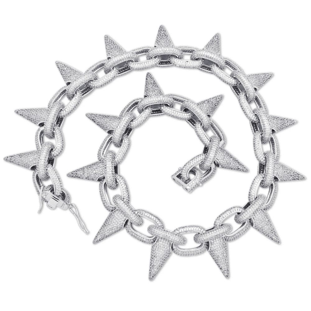 Iced Out Babe Rivet Spike Necklace - Image 2