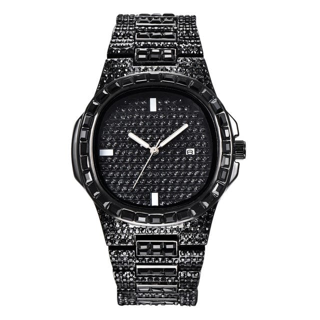 Iced Out Black Baguette Watch