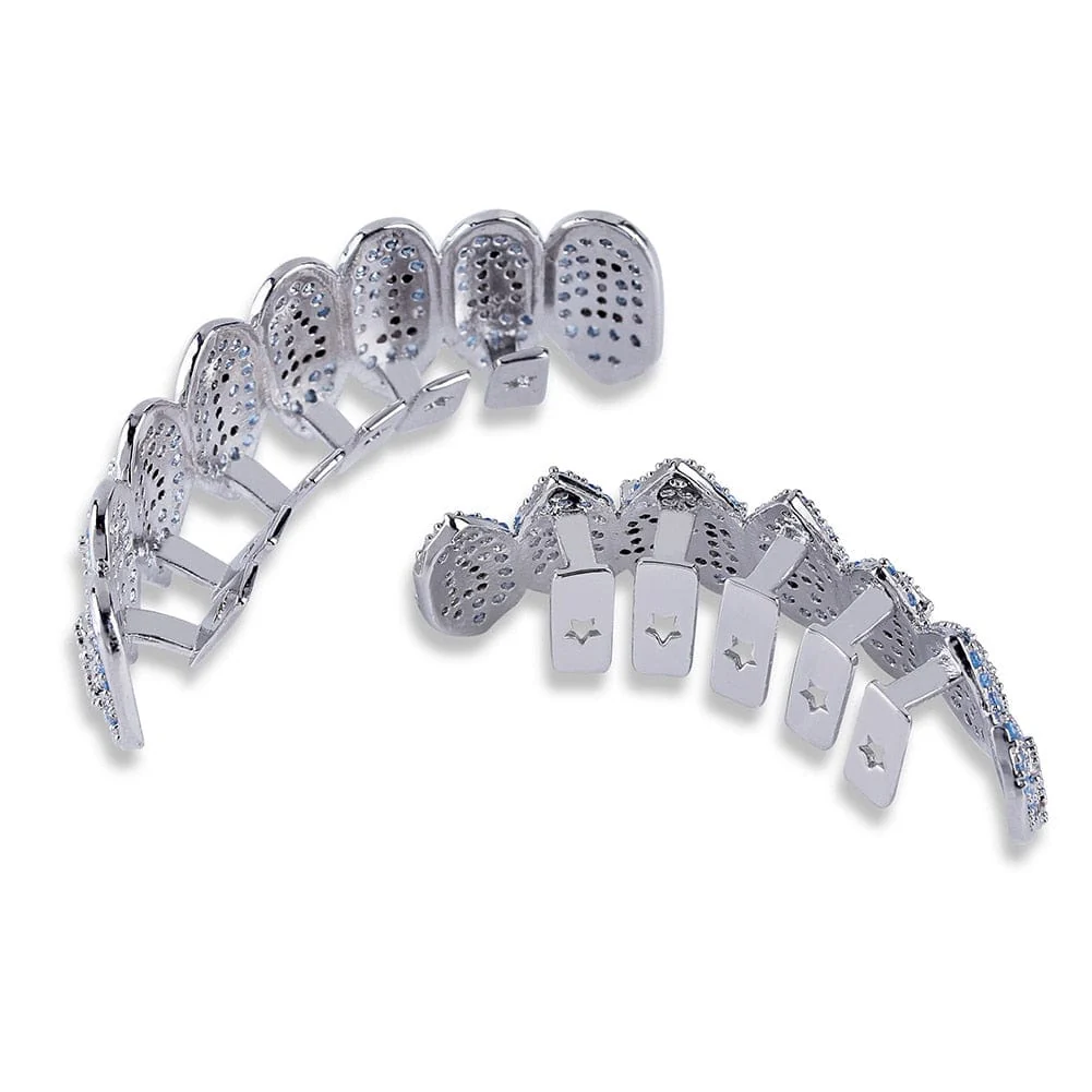Iced Out Bling Light Blue Vampire Grillz - Image 5