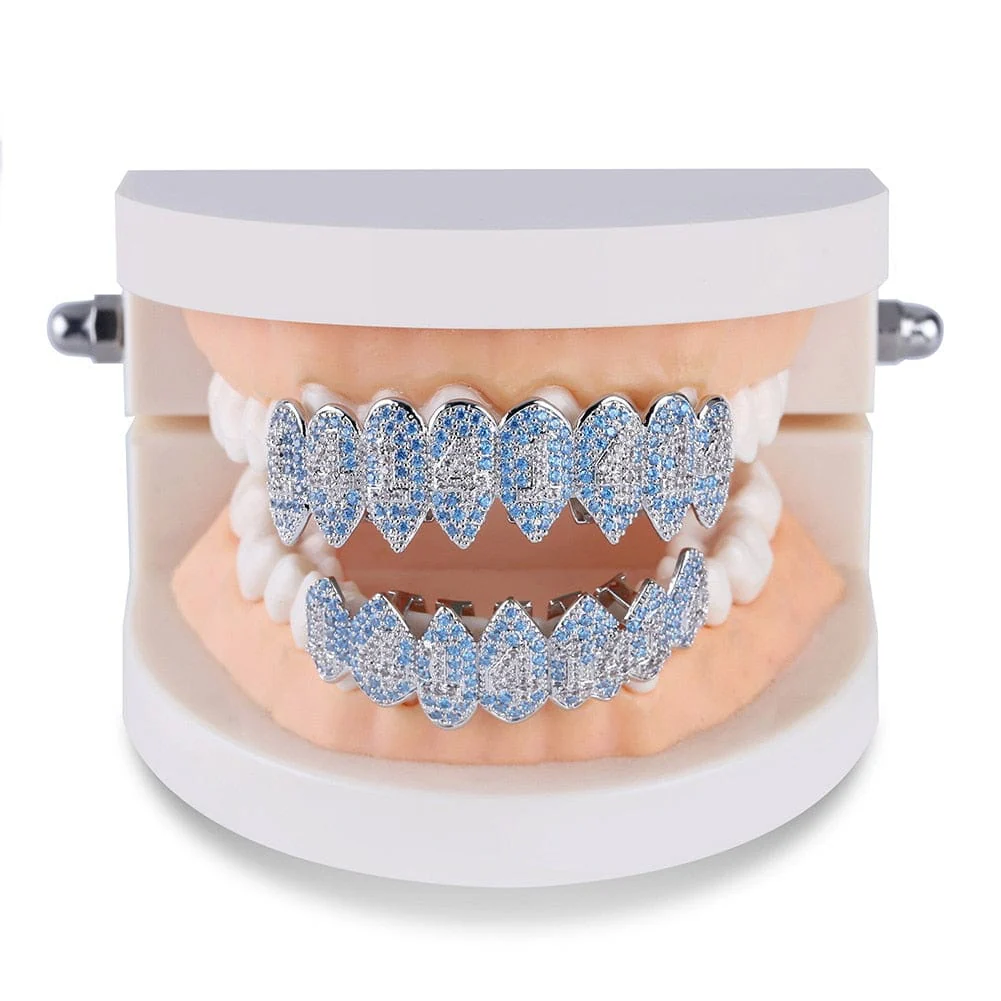 Iced Out Bling Light Blue Vampire Grillz - Image 6