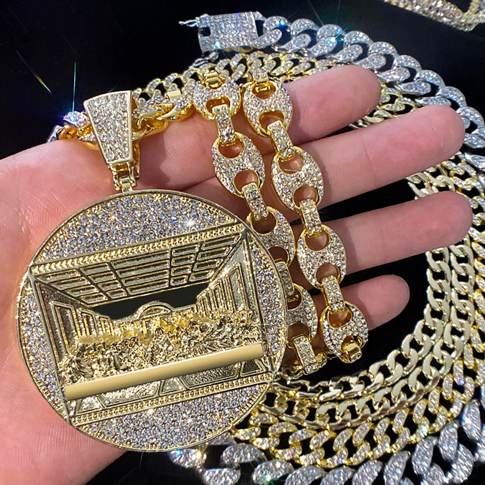Iced Out Last Supper Pendant Cuban Necklace
