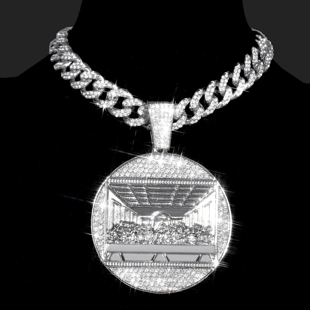 Iced Out Last Supper Pendant Cuban Necklace - Image 11