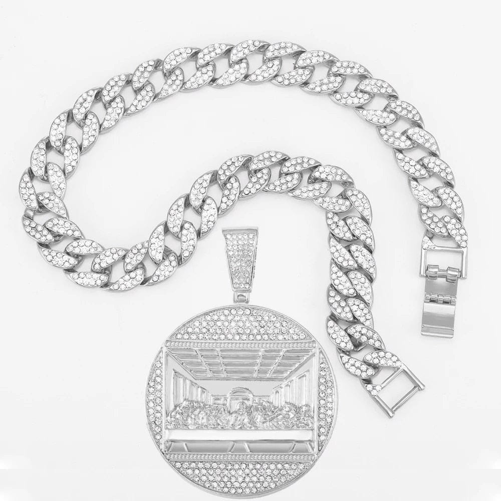 Iced Out Last Supper Pendant Cuban Necklace - Image 12