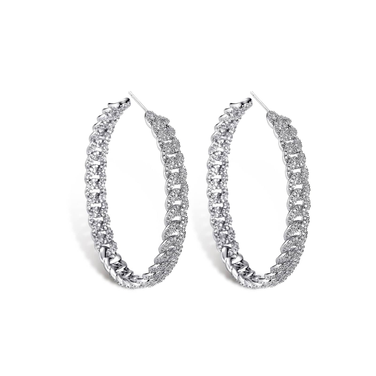 Iced Out Minimalist Miami Cuban Hoop Earrings - Image 2