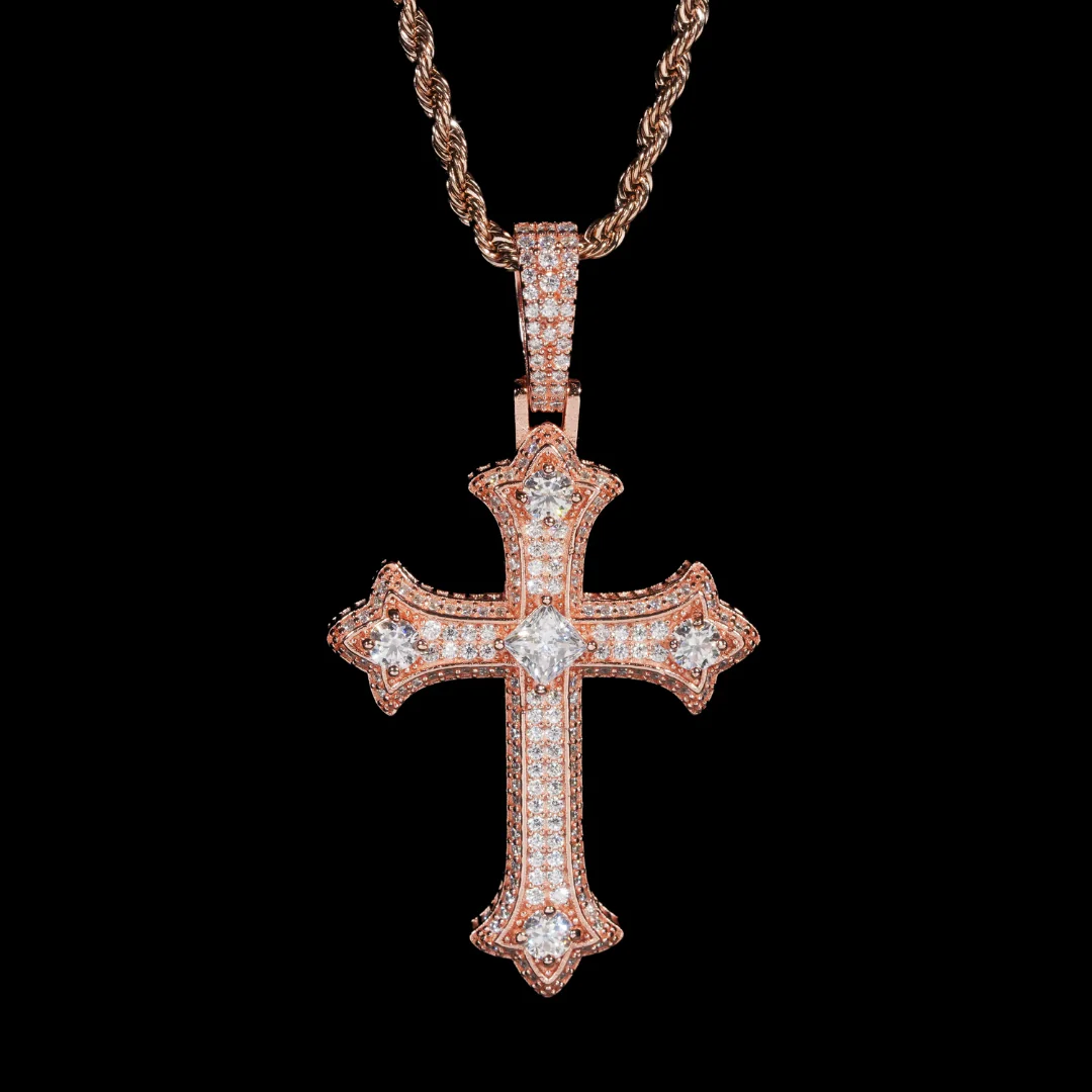 Iced Out Moissanite Cross Pendant - Image 3