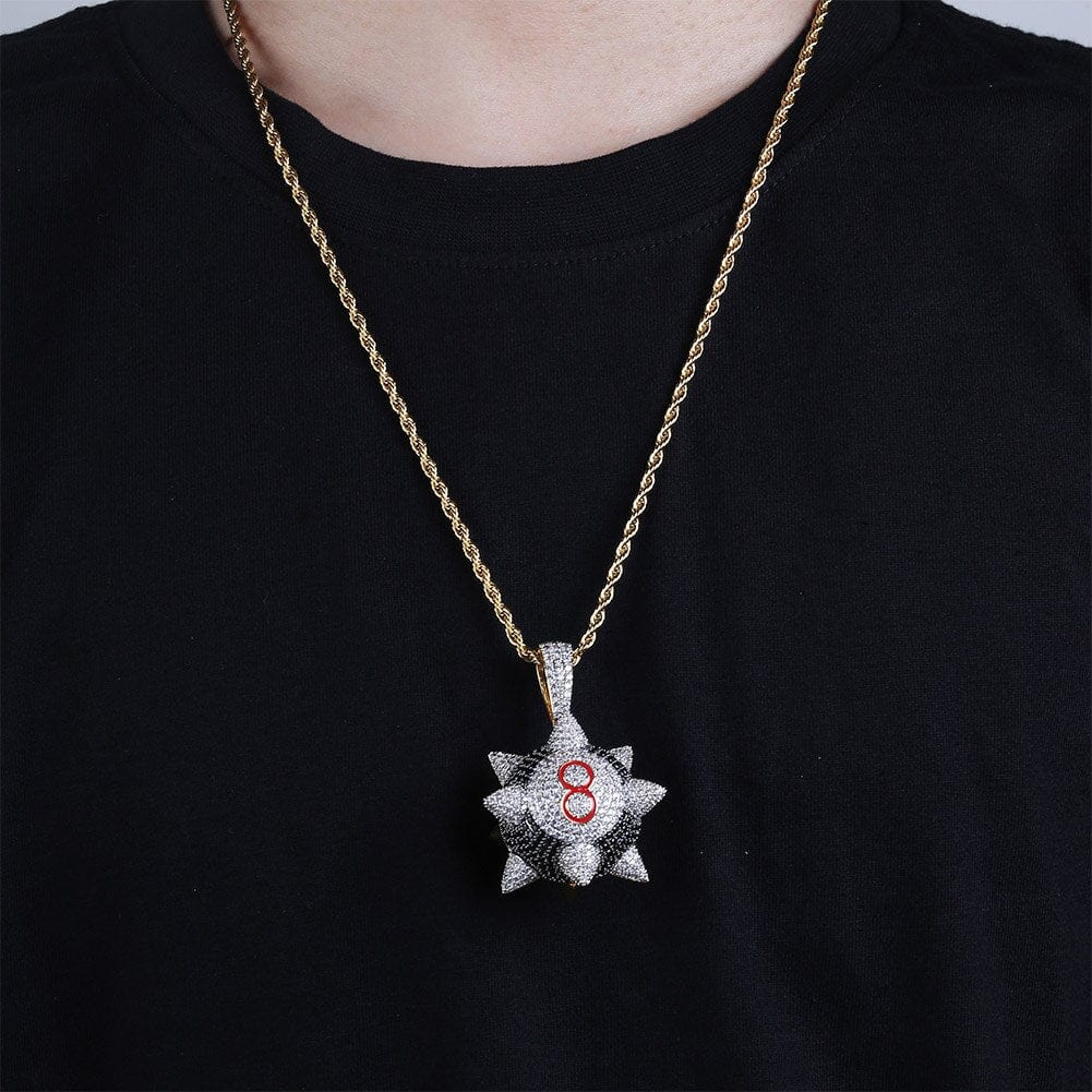 Iced out Spike 8 Ball Pendant Chain - Image 3